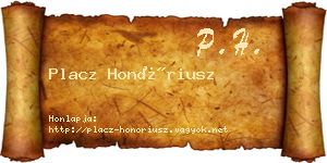Placz Honóriusz névjegykártya